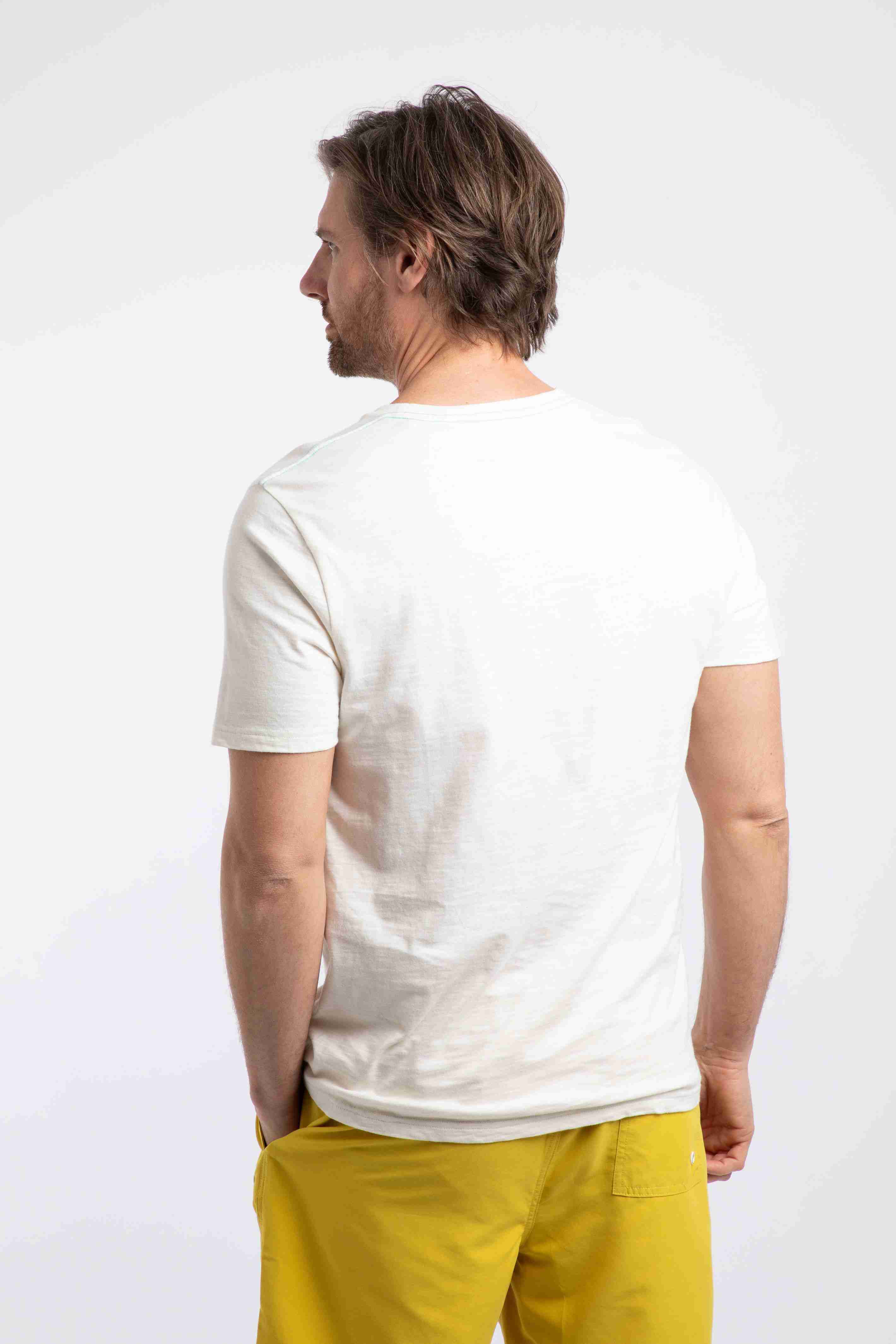 Palm Island Front Print Graphic T-Shirt Dusty White