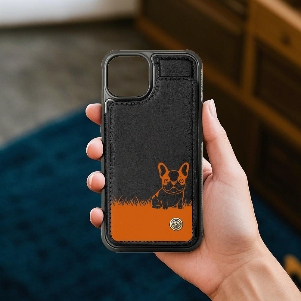 French Bulldog Ace Leather Wallet Case For For Iphone & Samsung Durable Dog Item