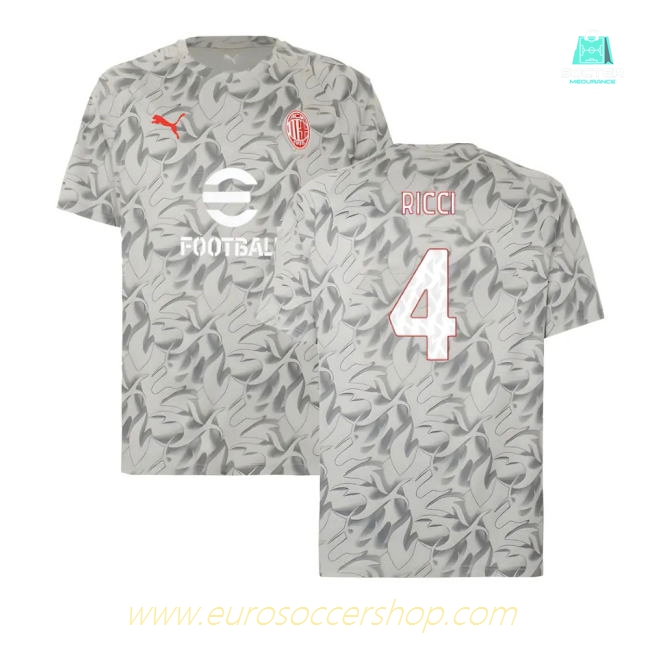 2025-2026 AC Milan Warm Up Jersey (Smokey Gray) (Ricci 4)