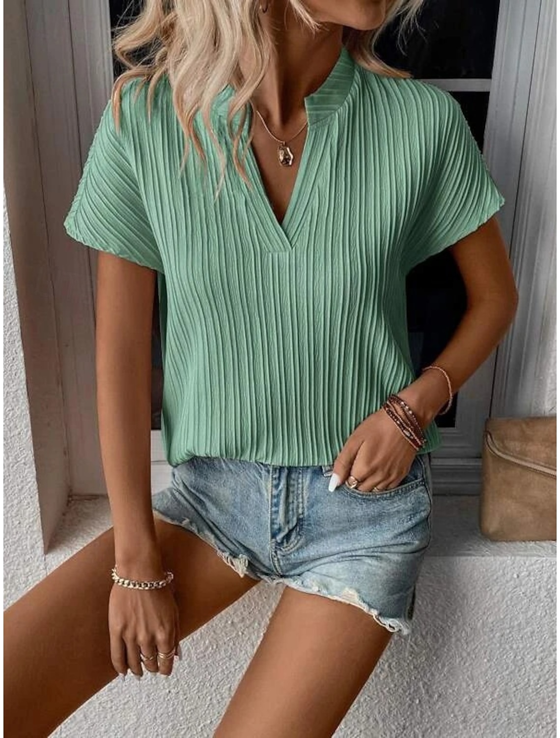 Women's Lace Tops Elegant Bohemia Fashion Short Sleeve Crew Neck Regular Tops Casual Daily Going out White Summer Spring