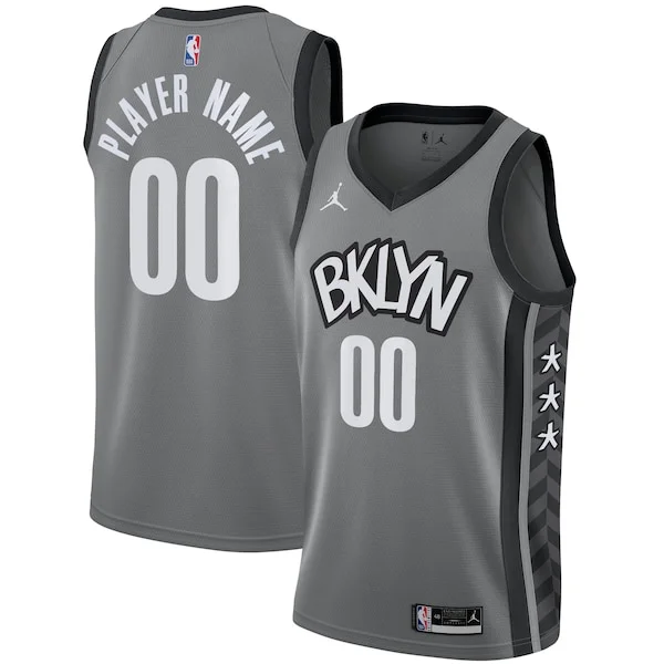 Brooklyn Nets Jordan Brand Swingman Custom Jersey - Statement Edition - Gray