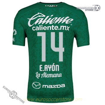 Club Leon's 24-25 Home Jersey featuring E.Ayón, numbered 14