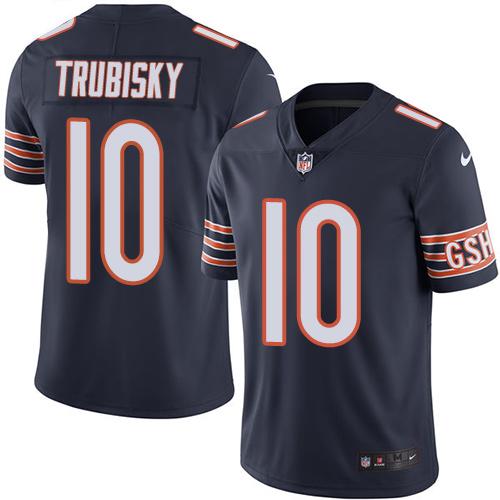Authentic CHI Bears NFL #10 Mitchell Trubisky Limited Navy Jersey