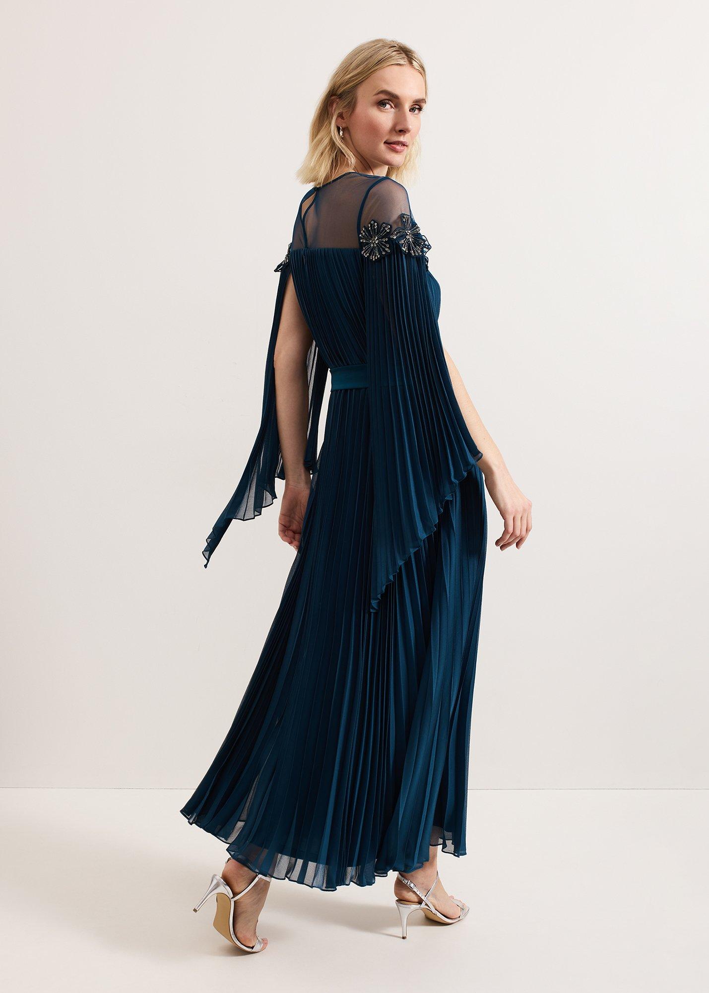 Mavery Beaded Pleated Maxi Dress