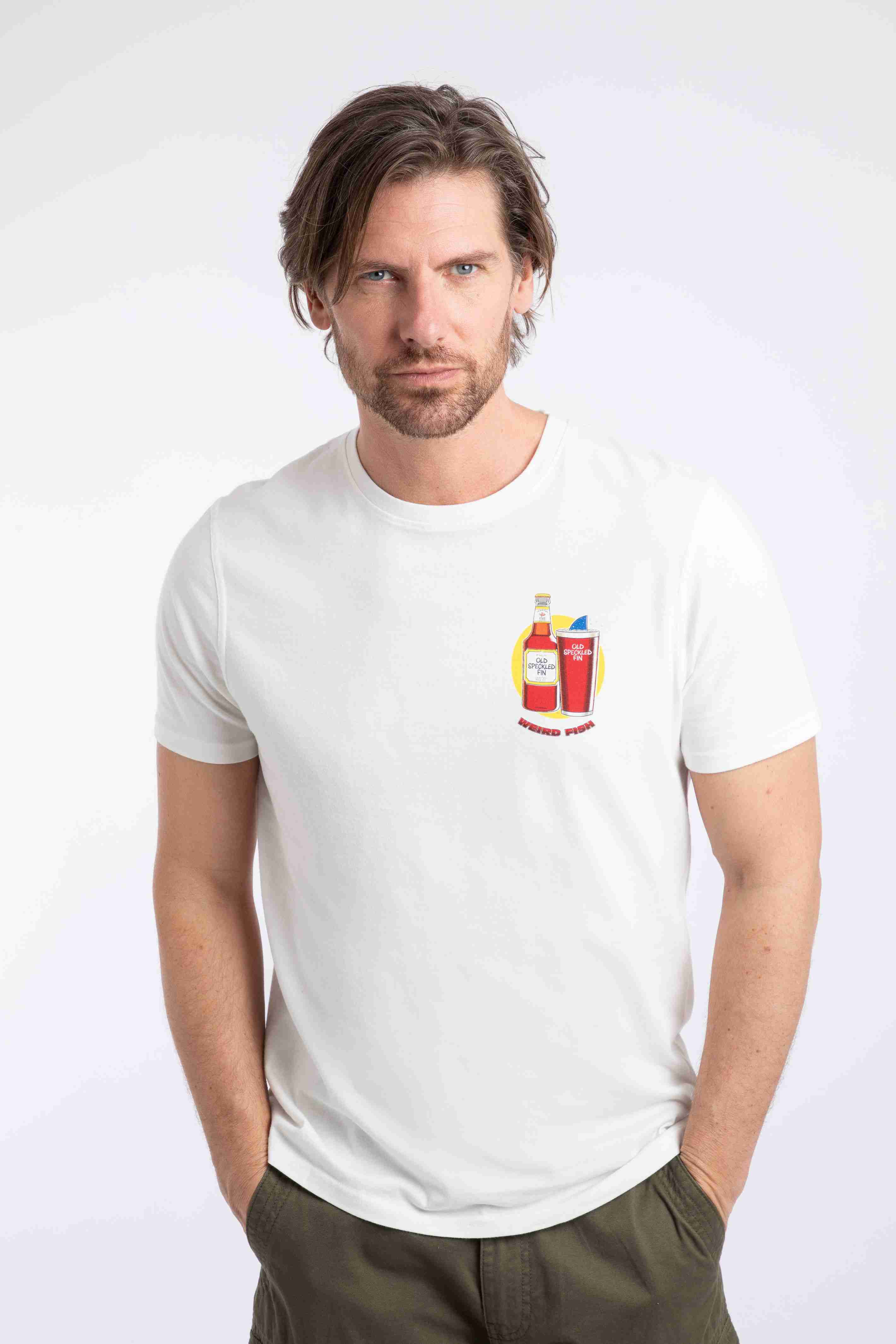 Old Speckled Fin Back Print Artist T-Shirt Marshmallow