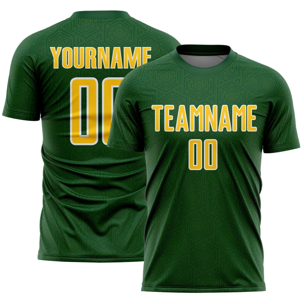 Jersey Sublimation Shape Uniform Custom Green Geometric Soccer Yellow-White Sports