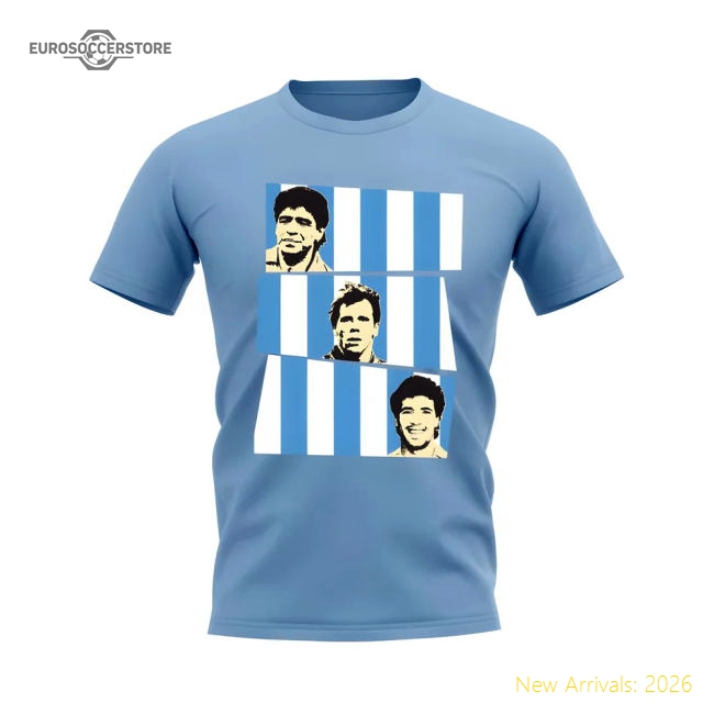 Maradona Zola Careca Napoli Fc Tee (sky) - Excellent Value