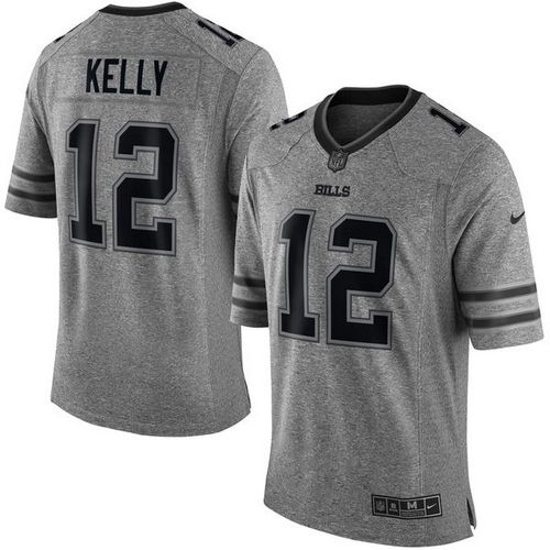Authentic NFL BUF Bills #12 Jim Kelly Gray Limited Jersey - Fan App...