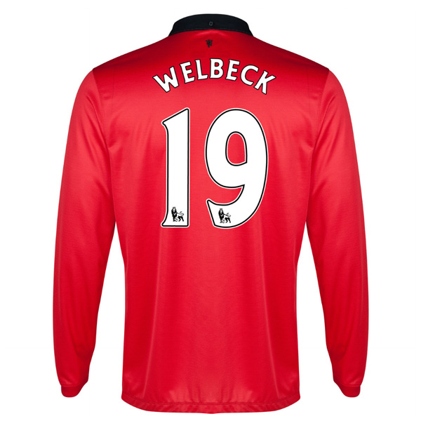 13-14 Manchester United 19 Welbeck Home Long Sleeve Jersey Shirt -
