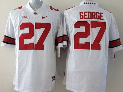 Men's OSU Buckeyes Eddie George #27 match worn White 2014 alternate