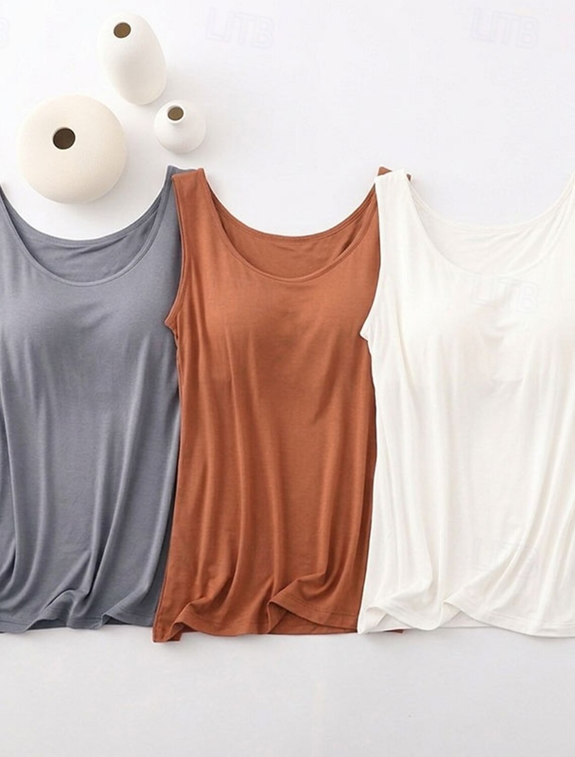 Women's Camisole Tank Top Basic Sleeveless Regular Tops Round Neck Casual Black White Orange Dark Gray Gray