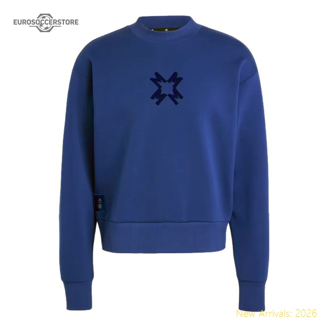Premium 2024-2025 Man Utd Seasonal Doubleknit Crew (blue) - Premium