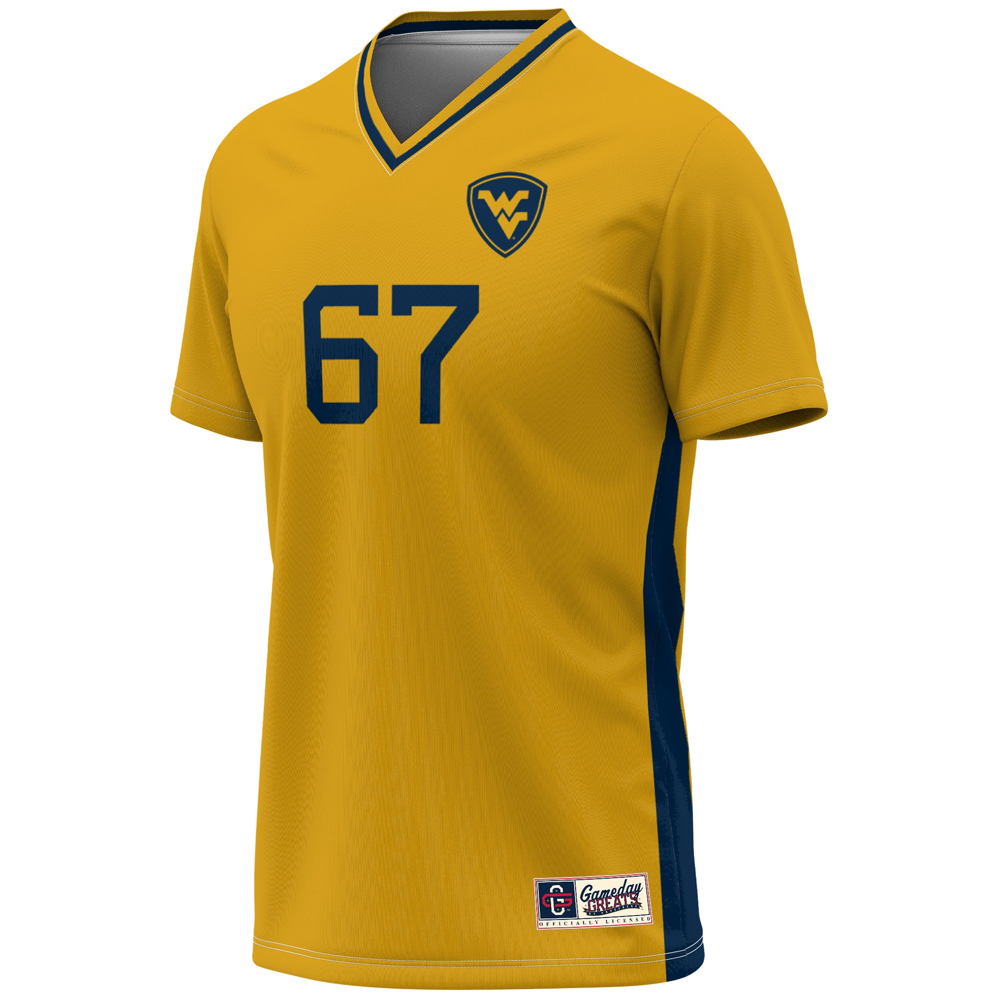 [SJH] West Virginia Mountaineers GameDay Greats Unisex Lightweight Soccer Fashion Jersey - Gold