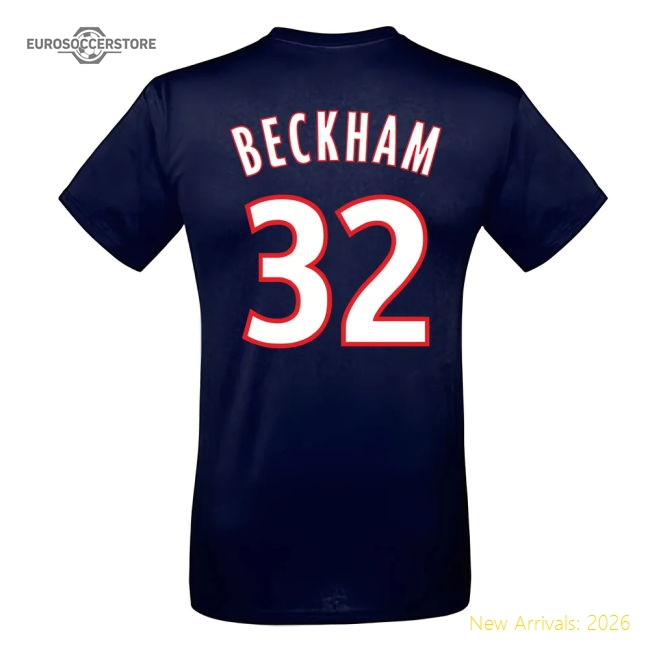 Fan-Favorite David Beckham Psg Eiffel Tower T-Shirt (Navy)