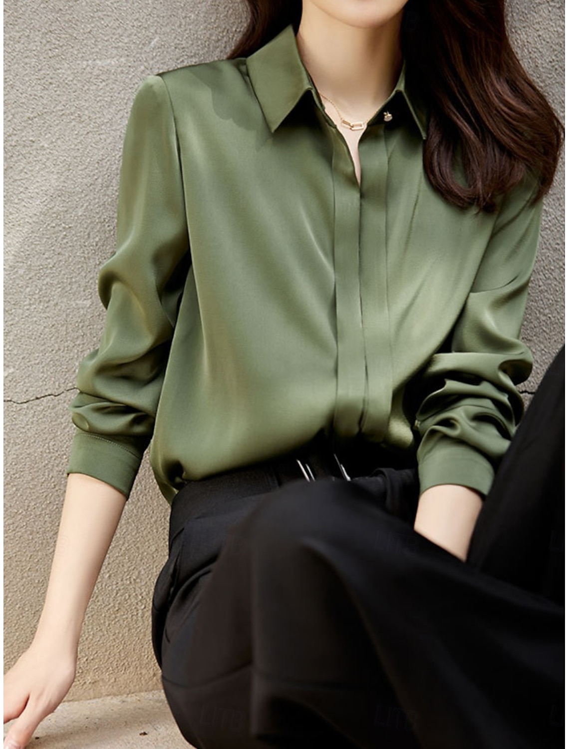 Women's Shirt Blouse Basic Casual Solid Color Regular Tops Long Sleeve Shirt Collar Buttons Regular Fit Daily Fall Winter