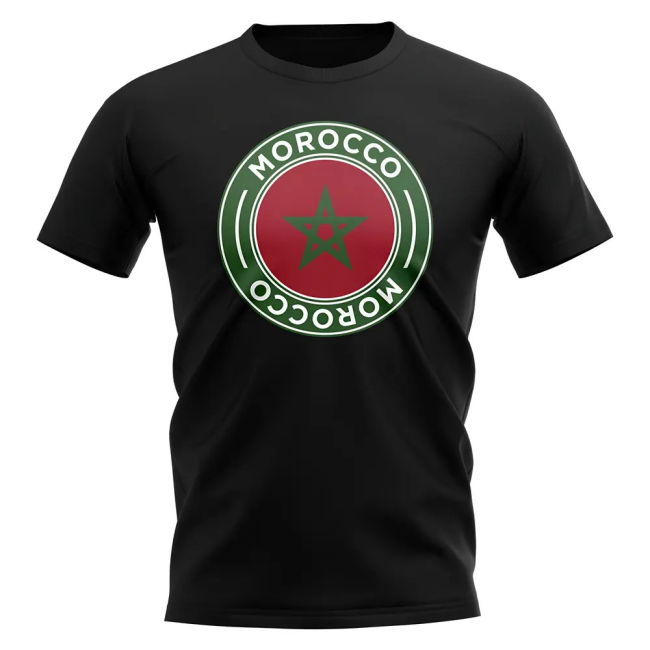 Performance-Driven Morocco Football Badge T-Shirt (Black)
