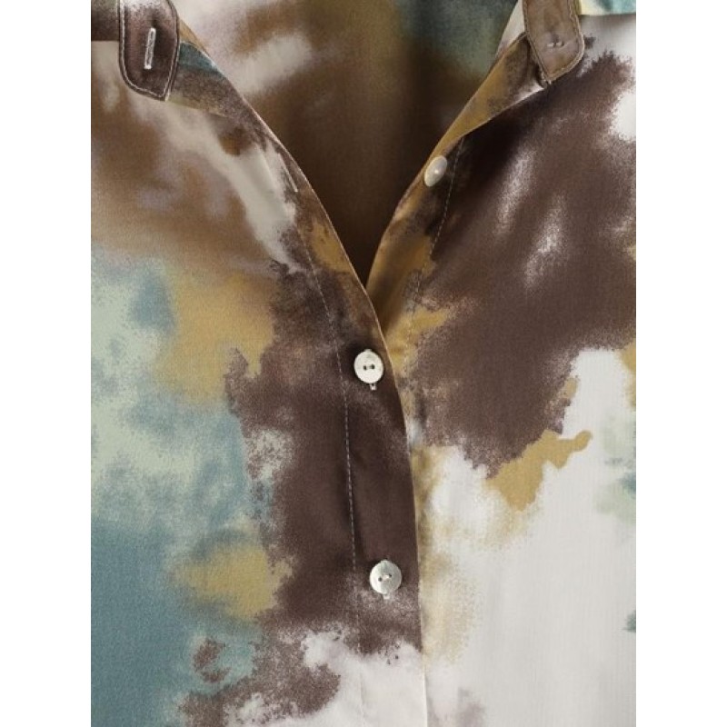 Loose Tie Dye Button Down Shirt GT9042