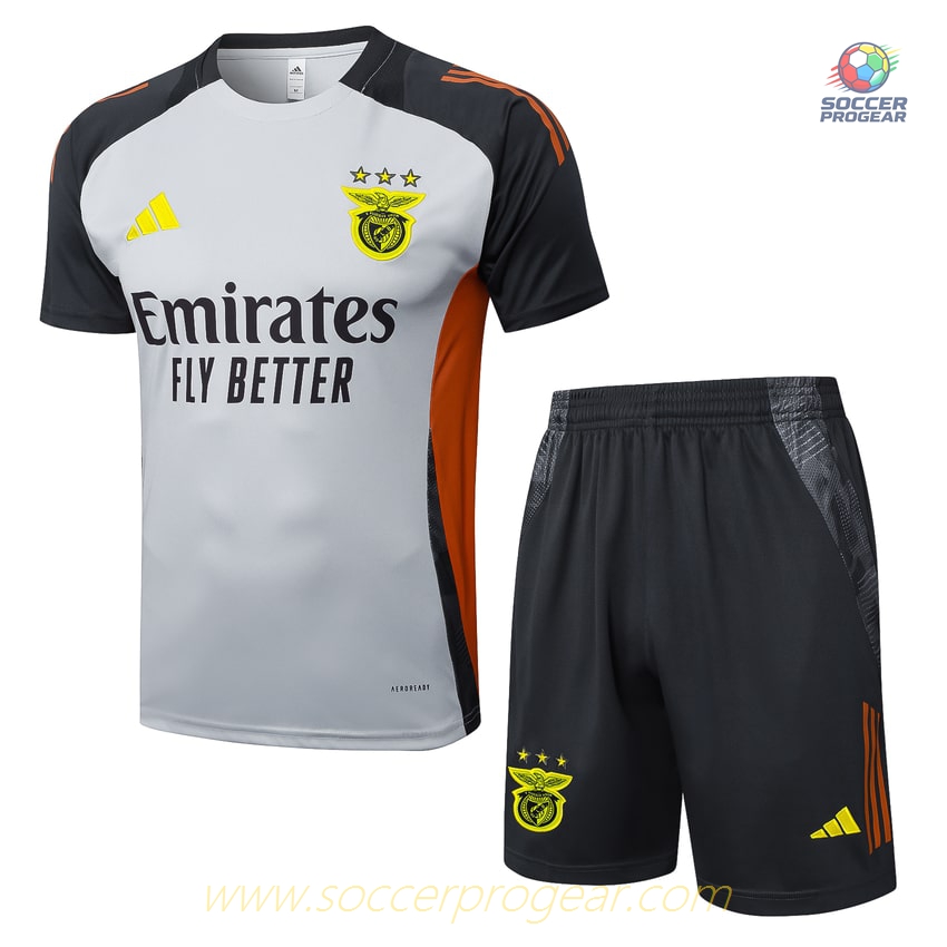 Benfica 2024/25 Collection White Orange Football Jersey Shorts Set