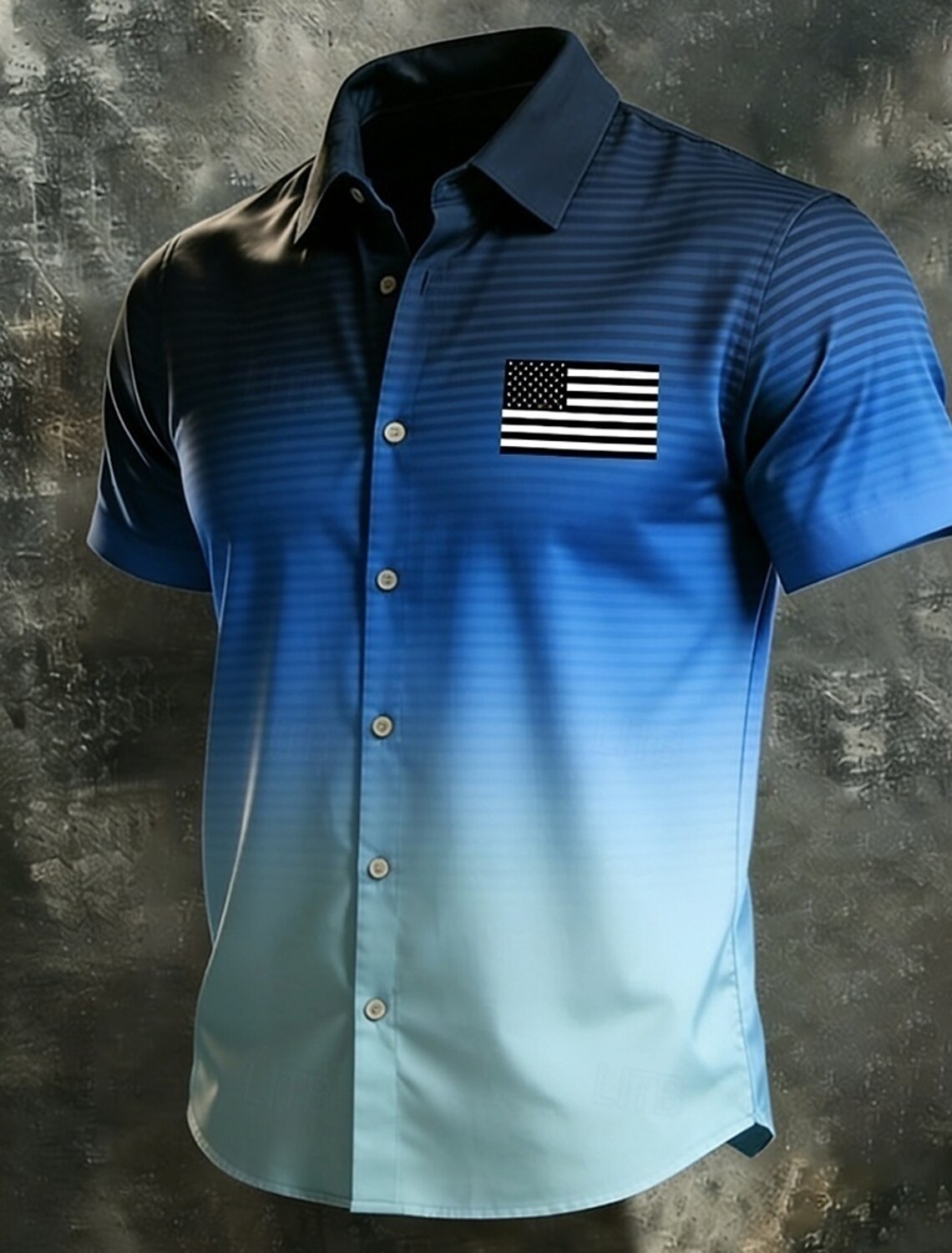 Men's 4th of July U.S. 250th Anniversary Gradient Color US Flag Shirt Button Up Shirt Short Sleeve Patriotic Outdoor Holiday Summer Spring Turndown 3D Print Collared Shirts Blue Black Red Purple