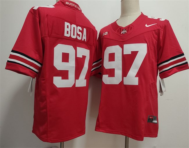 Men's OSU Buckeyes Red 2025 team authorized Nick Bosa #97 official