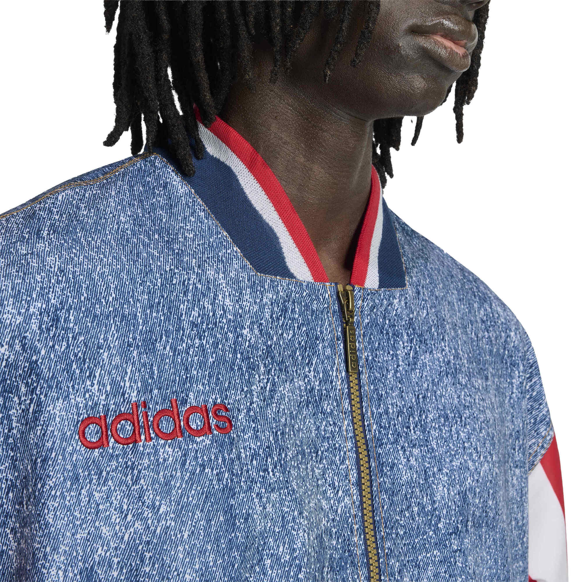 [SJH] USA 1994 Denim Graphic Full-Zip Track Jacket - Blue