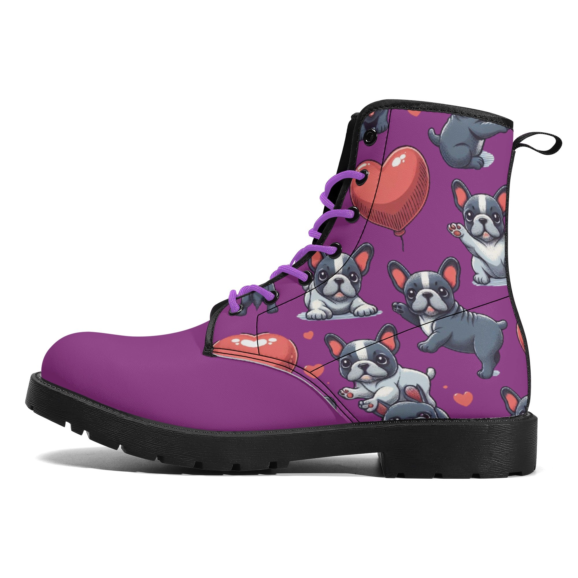 Winnie - French Bulldog Themed Leather Boots For Frenchie Fans