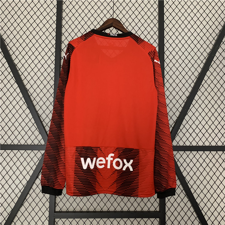 Performance Driven AC Milan 2324 Home Red Long Sleeve Soccer Jersey