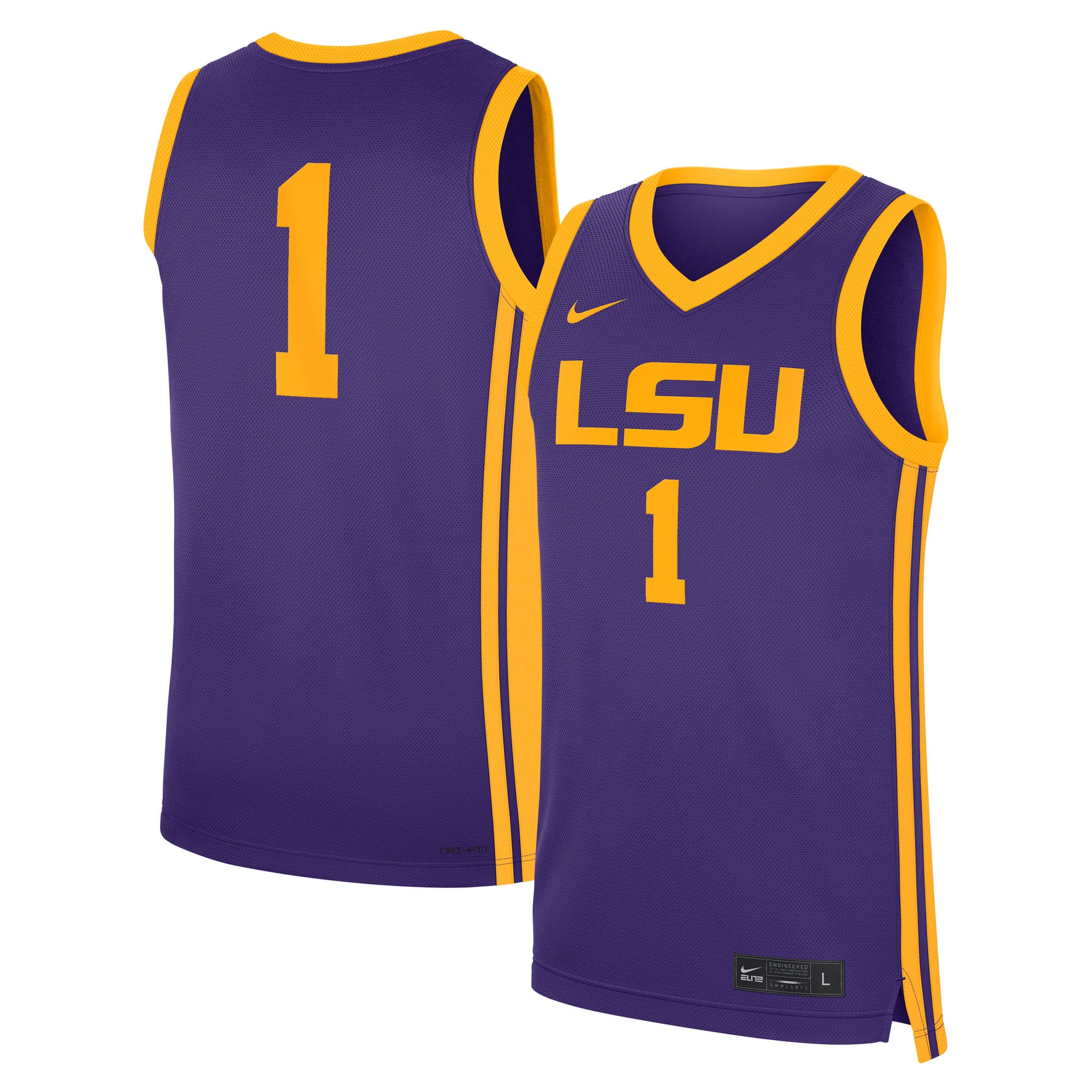 #1 LSU Tigers Nike Road Replica Jersey - Purple