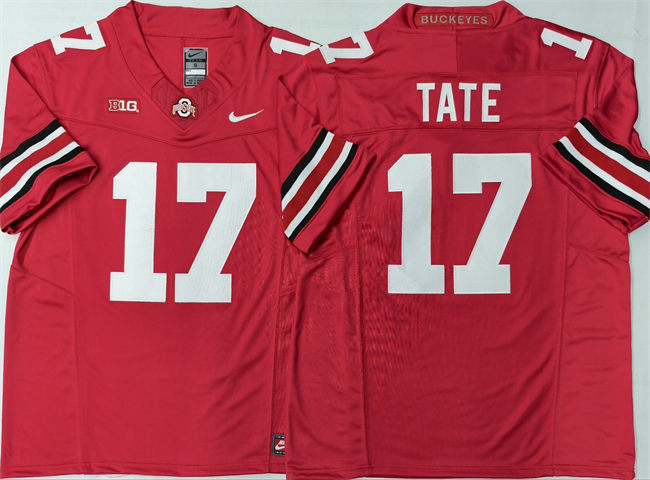 Men's Ohio St Buckeyes Red 2025 moisture wicking Carnell Tate #17