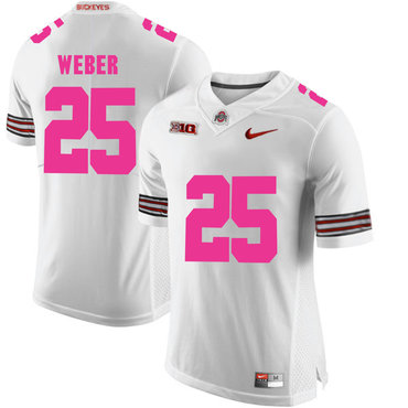 Men's OSU Buckeyes White 2018 embroidered Mike Weber #25 game jersey