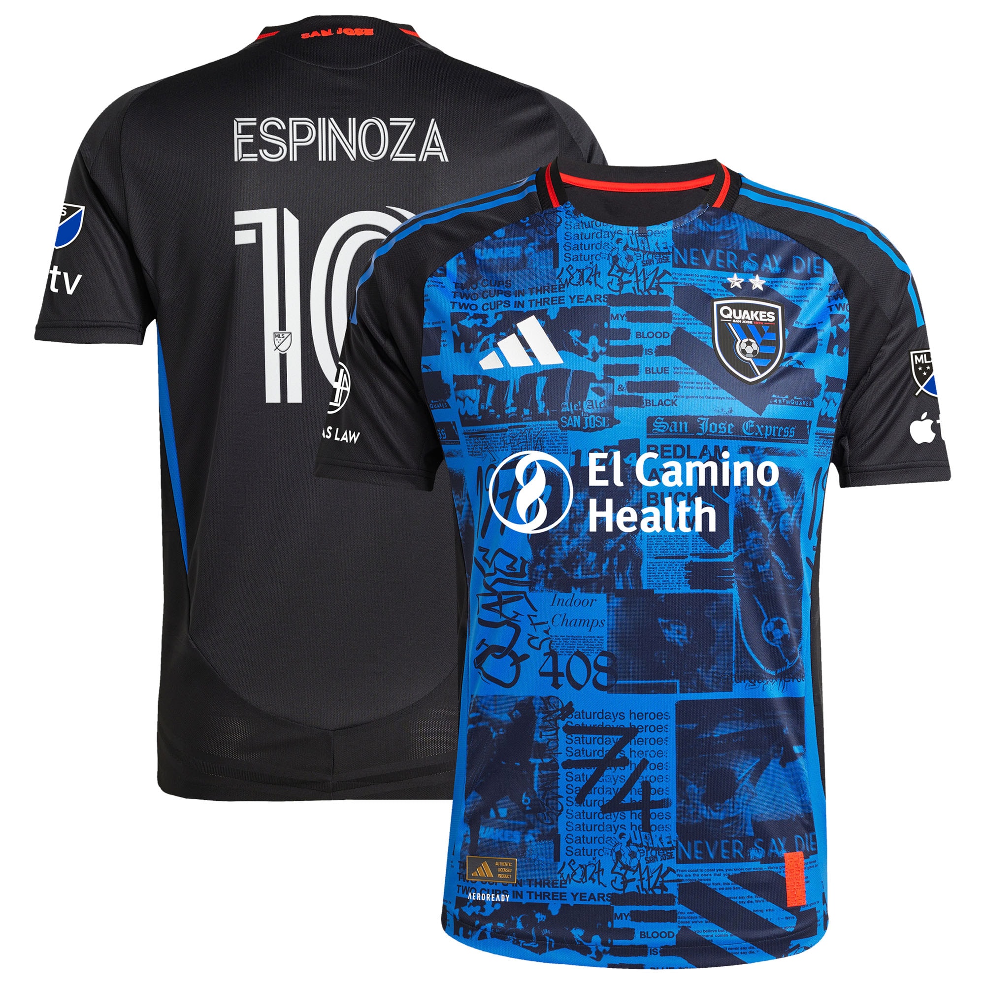 [ESK] Cristian Espinoza San Jose Earthquakes 2025 Headliner Authentic Player Jersey - Black