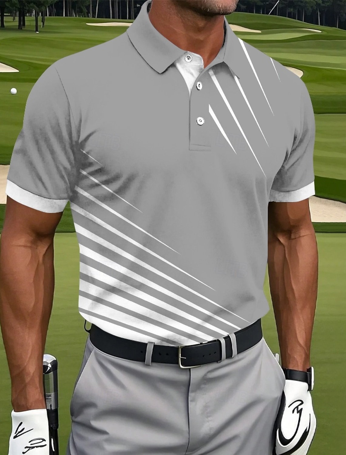 Men's Golf Line Polo Sports Polo Shirts Short Sleeve Polo Shirts Collared Shirts Casual Athleisure Buttons Summer Blue Black White