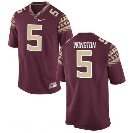 Men's None #5 Jameis Winston Red 2016 premium match worn Jersey