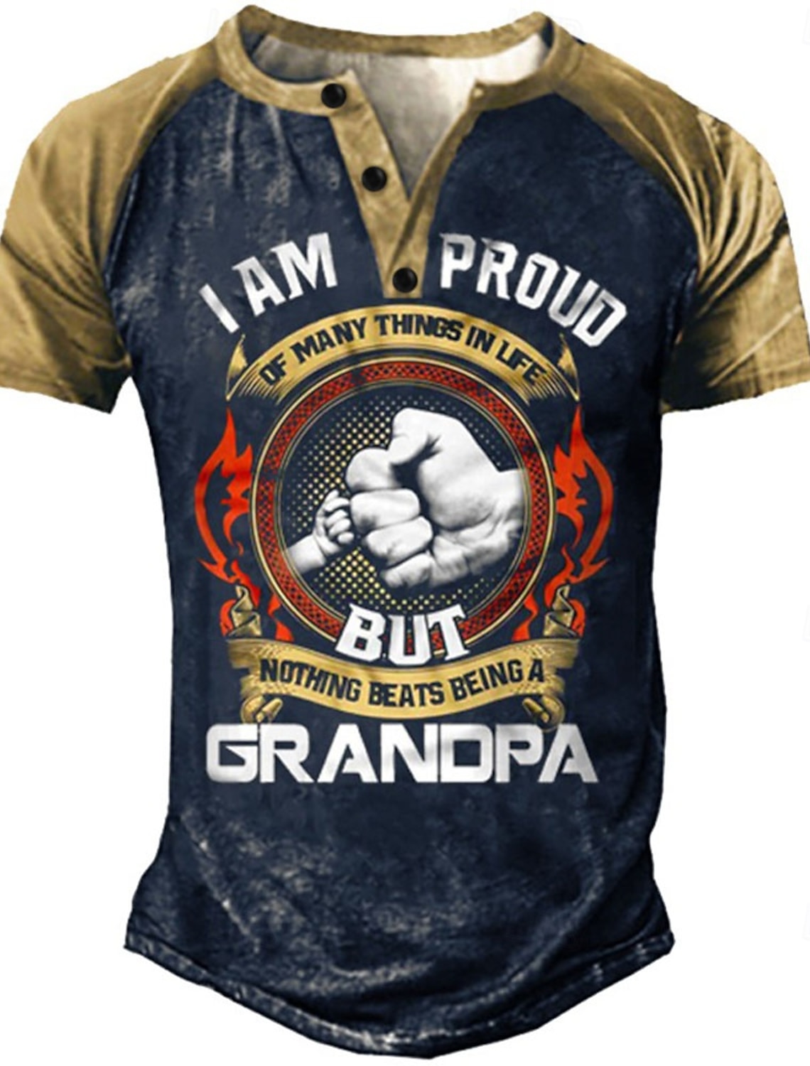Mens Grandpa Graphic Henley T-Shirt, 'Nothing Beats Being A Grandpa'