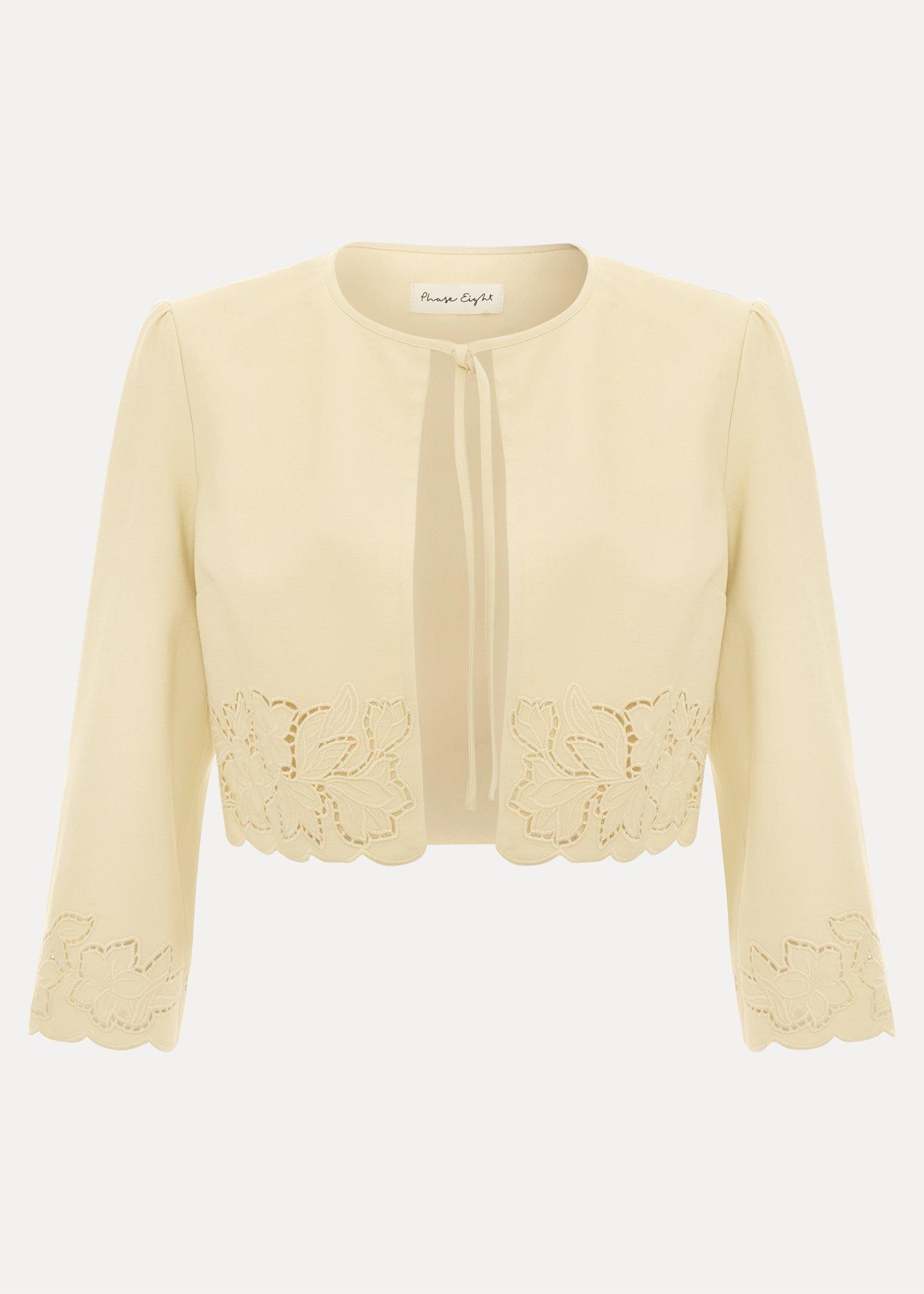 Wilda Yellow Embroidered Tie Jacket