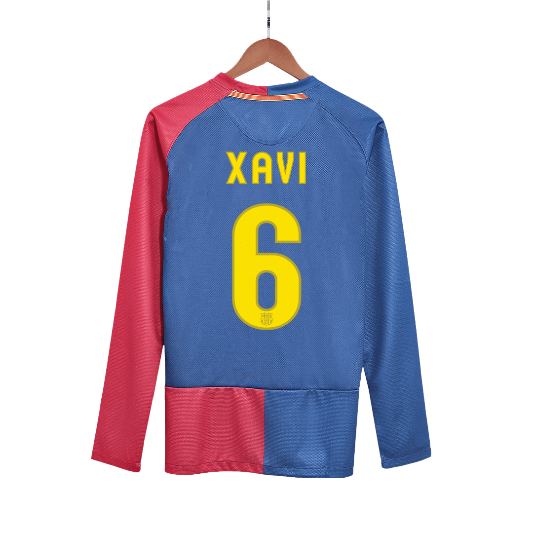 Retro XAVI #6 2008/09 Barcelona Home Long Sleeve Soccer Jersey- UCL Fi