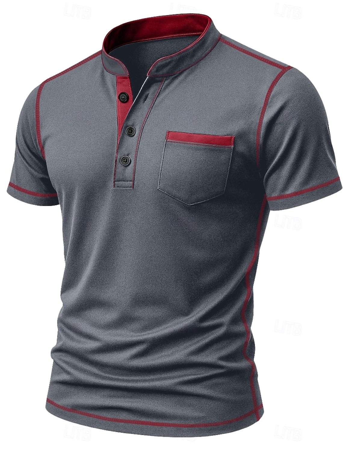 Men's Henley Shirt Tee Top Long Sleeve Solid Color Plain Fashion