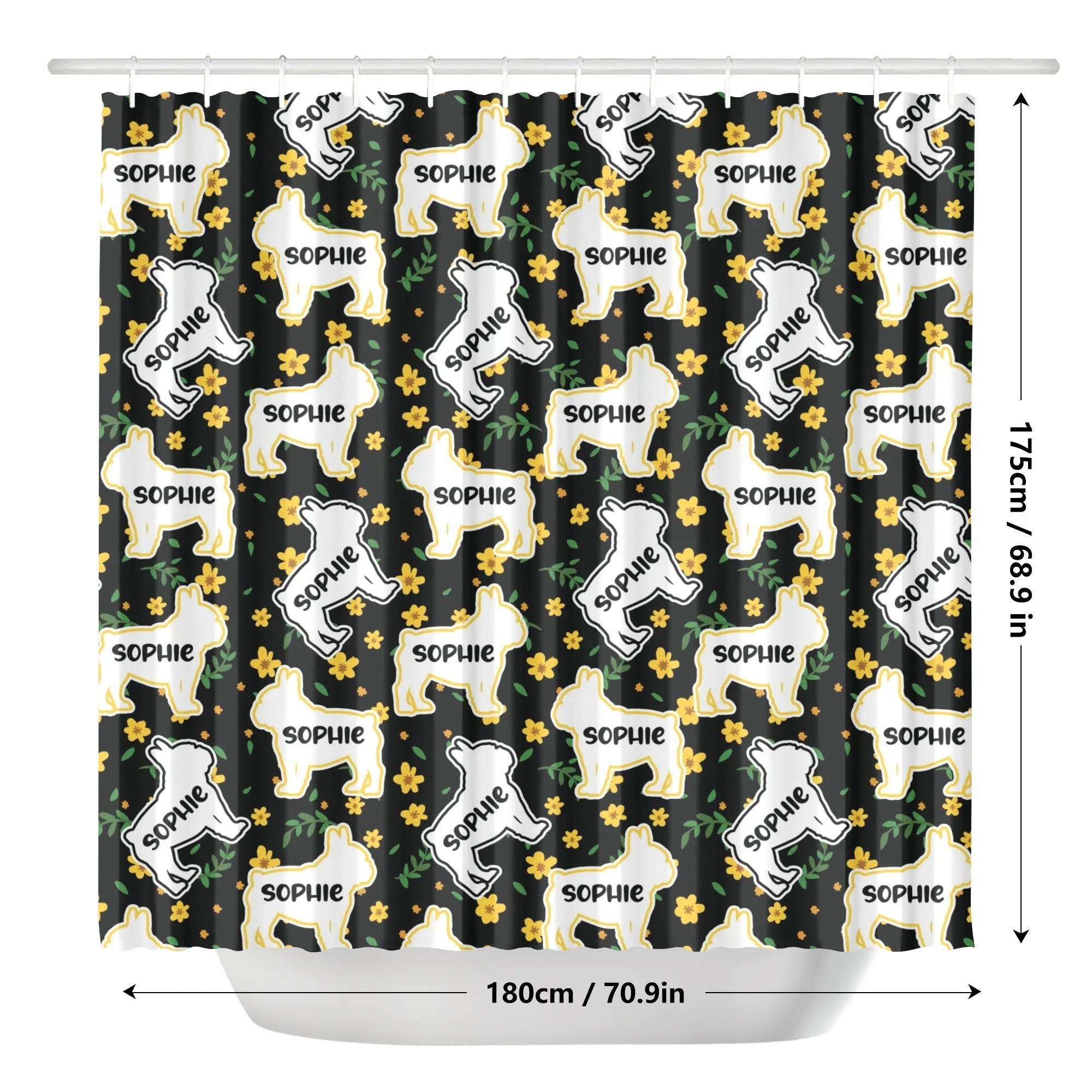 Stylish Personalized Shower Curtain With Frenchie’s Name for Fashion