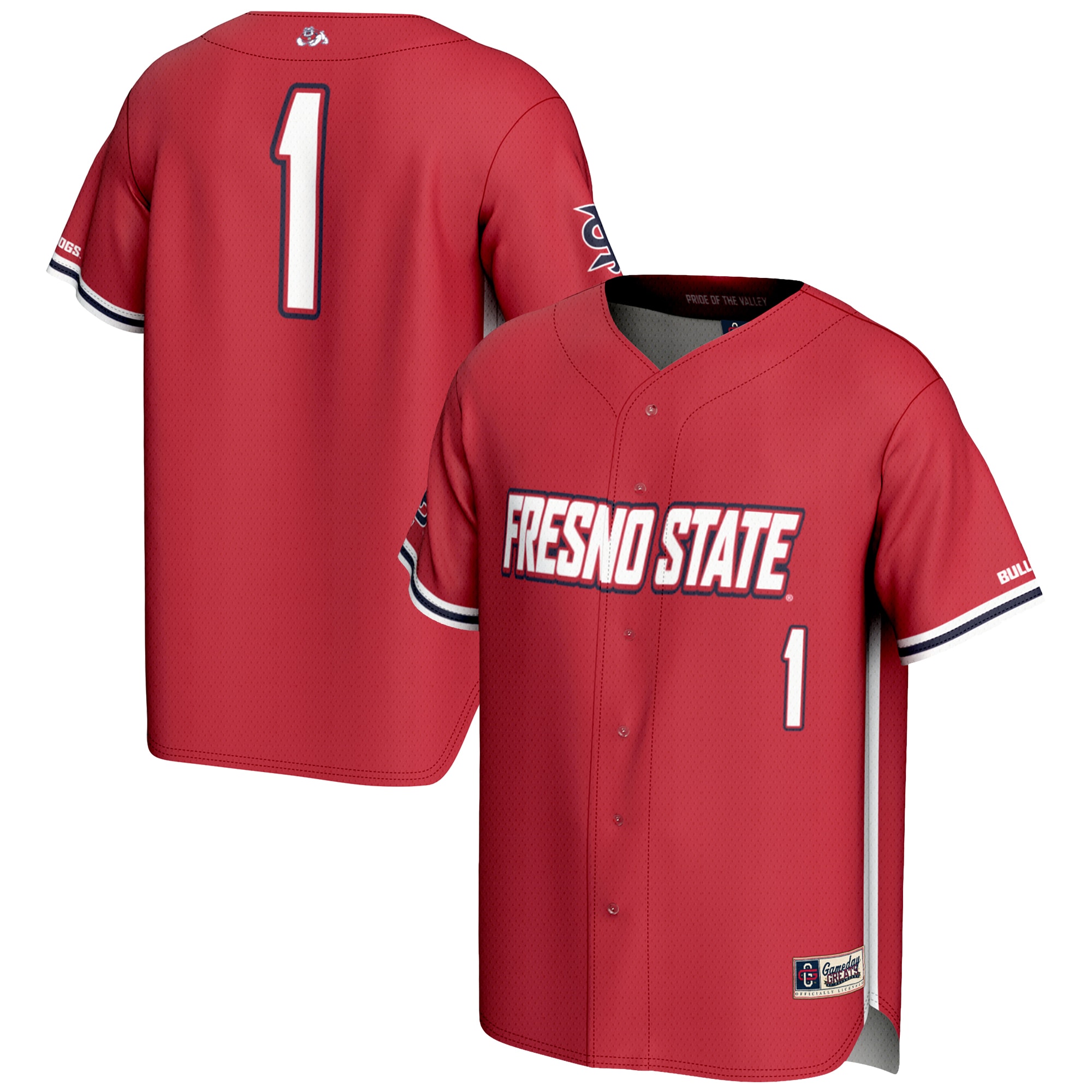 [NJP] Fresno State Bulldogs GameDay Greats Lightweight Baseball Jersey - Red