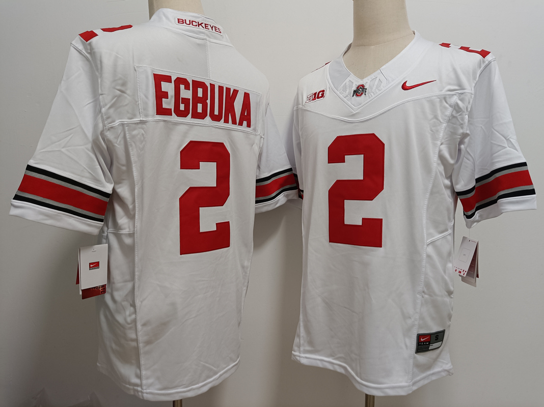 Men's Ohio St Buckeyes Emeka Egbuka #2 official White 2024 replica