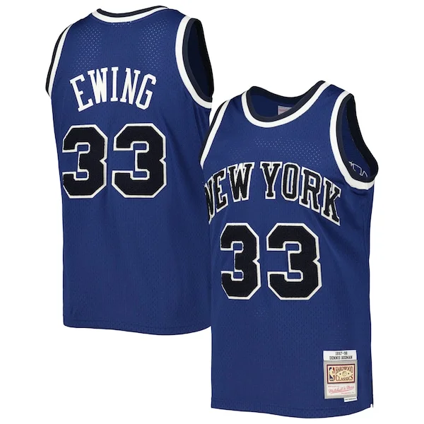 Patrick Ewing NYK Authentic Swingman Jersey - Blue - Licensed Product