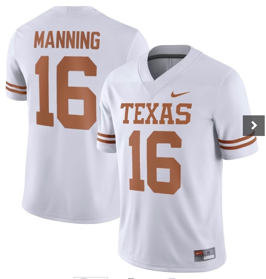 game jersey Men's Texas UT Arch Manning #16 White 2024 Football Jersey