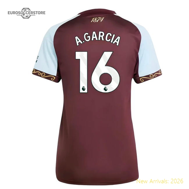 Official 2025-2026 Aston Villa Home Shirt (womens) (a.garcia 16)