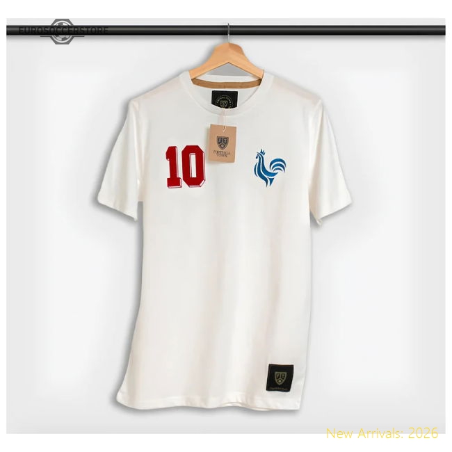 France Les Bleus 10 White Retro Football Tee