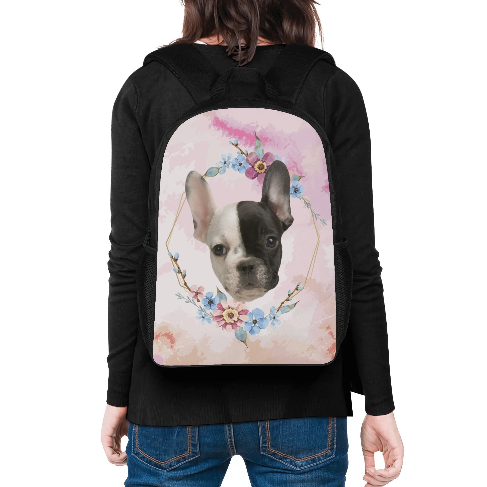 Comfortable Custom 17 Inch School Backpack With Your French Bulldog I...