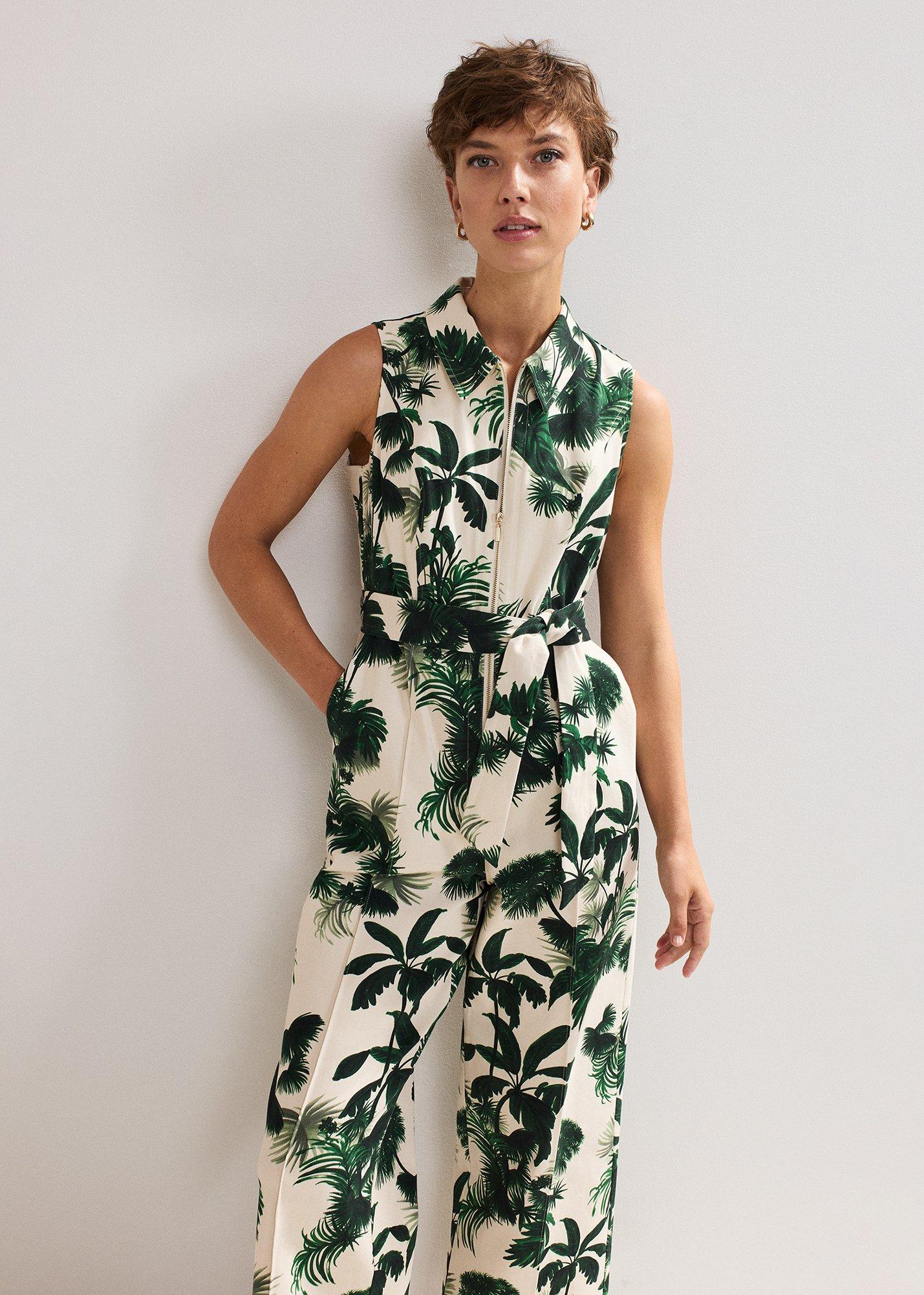 Tullisa Denim Palm Jumpsuit