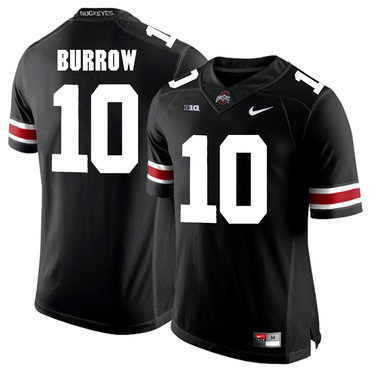 Men's OSU Buckeyes Joe Burrow #10 stitched Black 2024 match worn