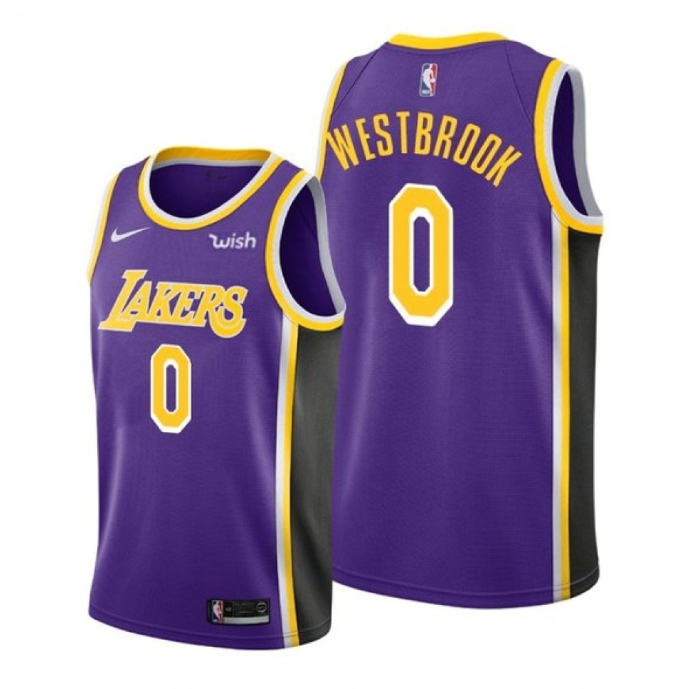 Men's Los Angeles Lakers #0 Russell Westbrook Purple Stitched Basketball Jersey