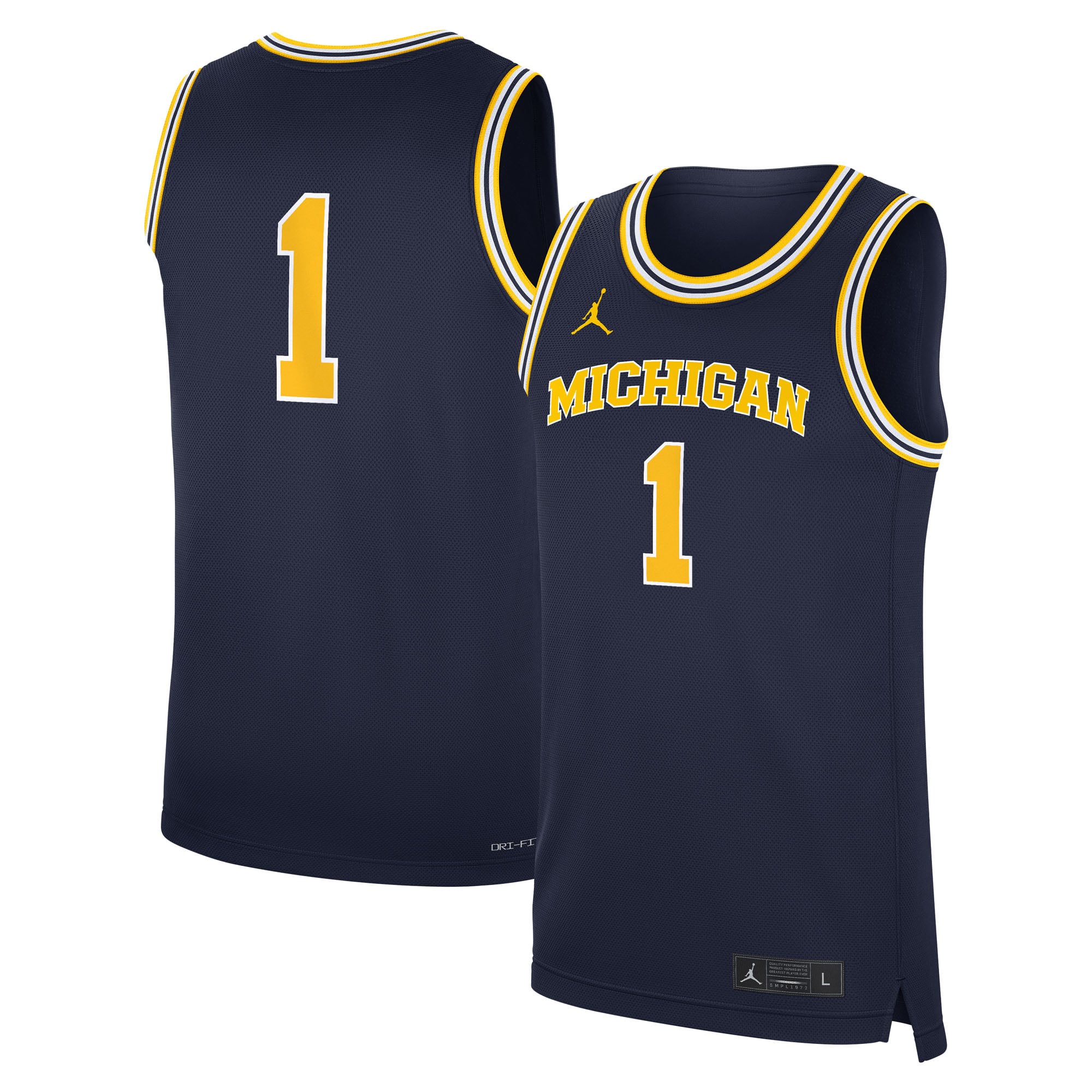Michigan Wolverines Jordan Brand Road Replica Basketball Jersey - Navy