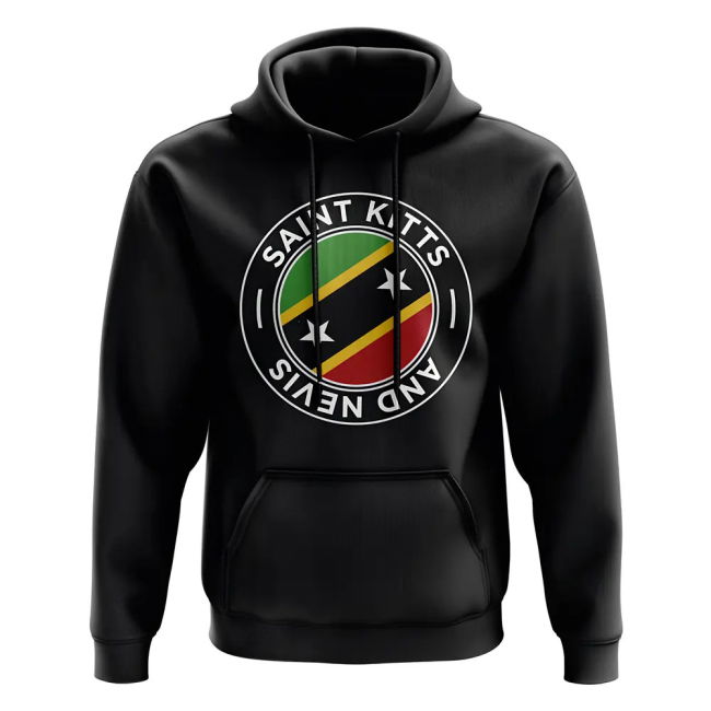 Premium-Quality Saint Kitts And Nevis Football Badge Hoodie (Black)